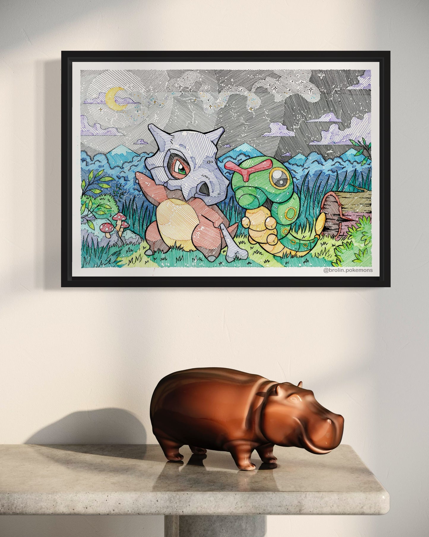 Cubone & Caterpie Print (Large Size)