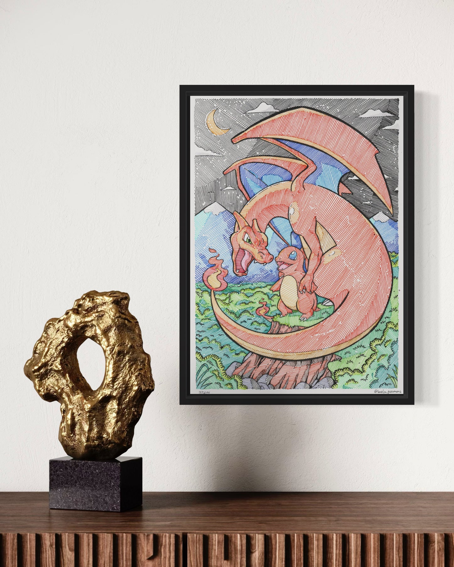Charizard & Charmander Print