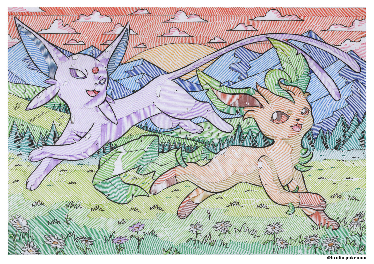 Espeon & Leafeon Print