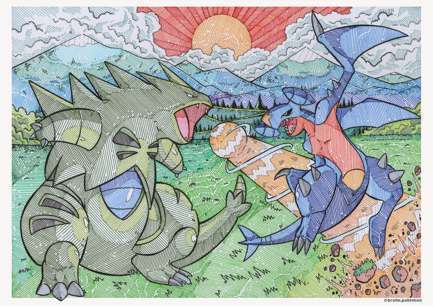 Tyranitar X Garchomp Print