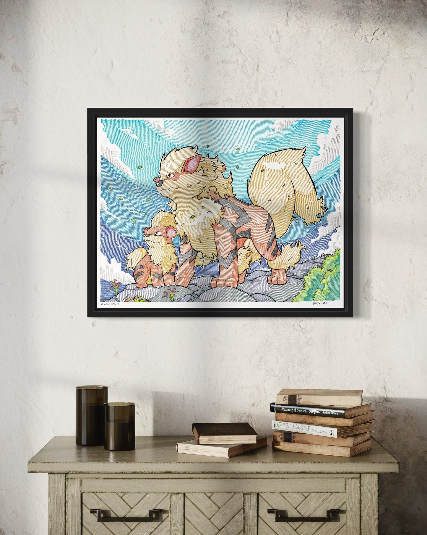 Arcanine & Growlithe Print (Large Size)