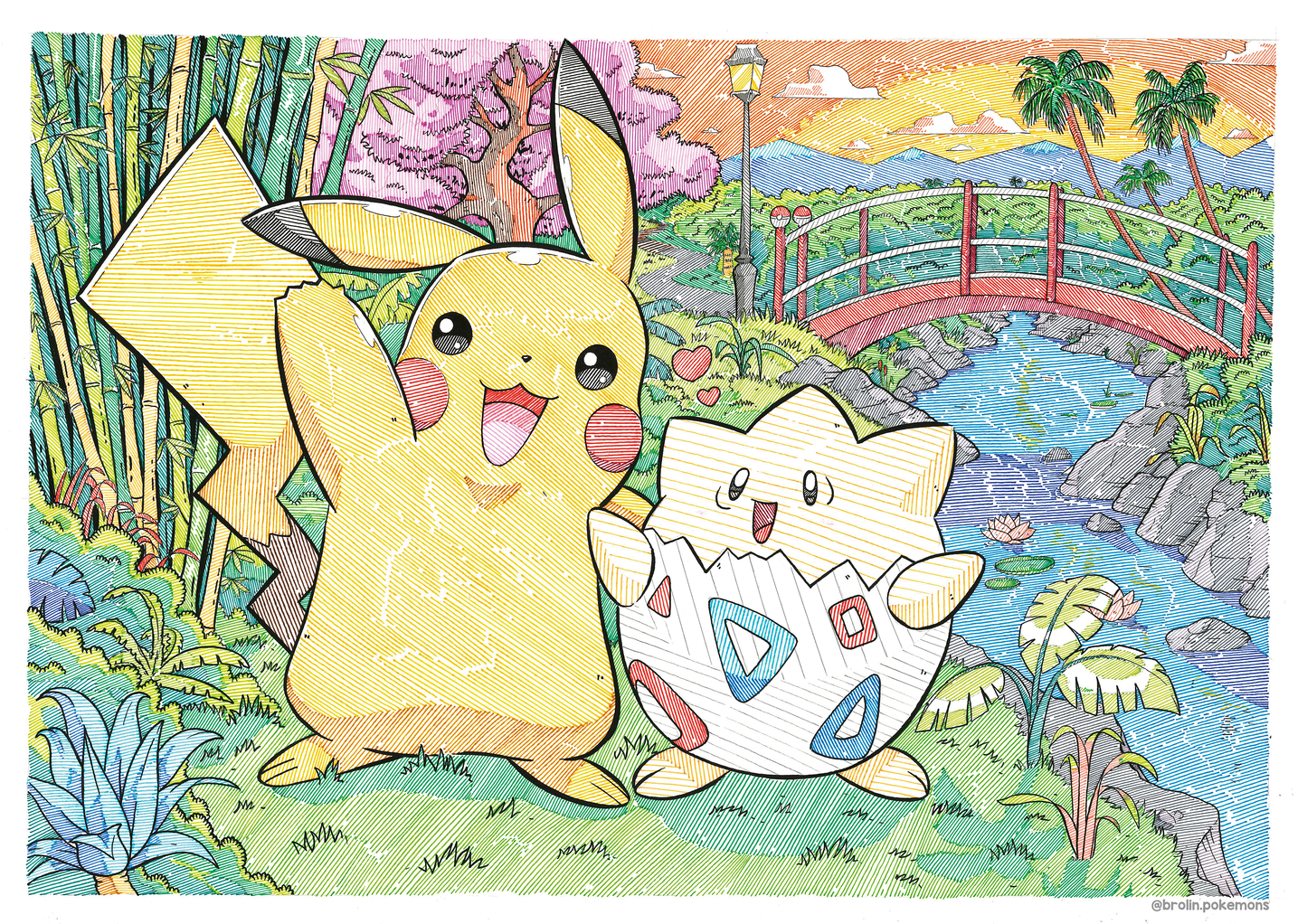 Pikachu & toguepi Print (Large Size)