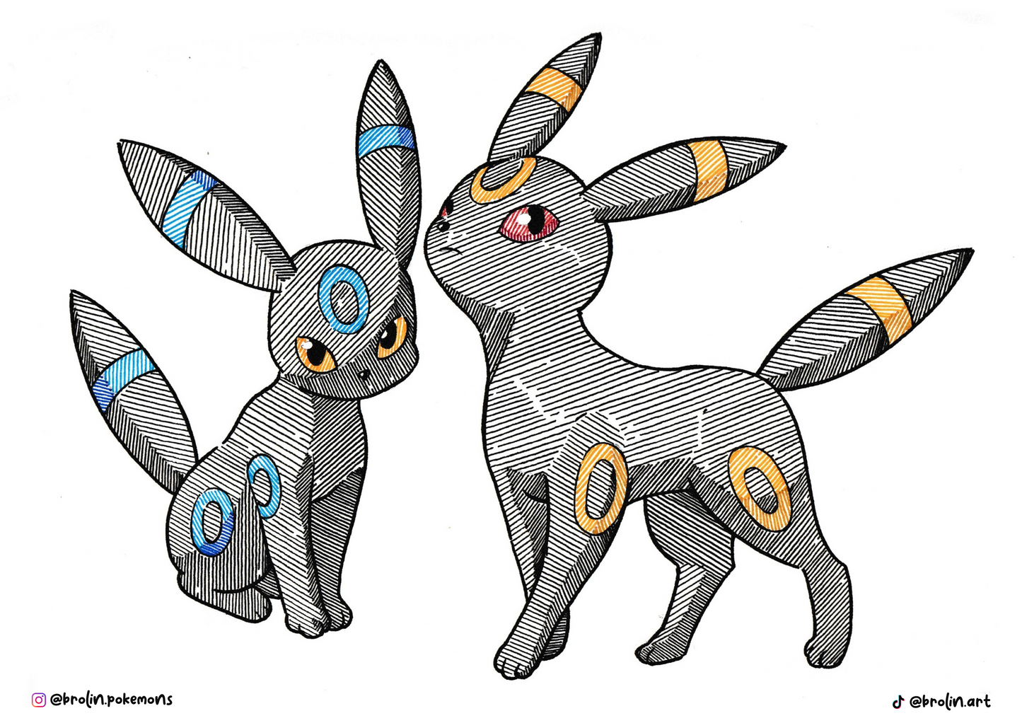 Umbreon & Shiny Umbreon Print (Large Size)