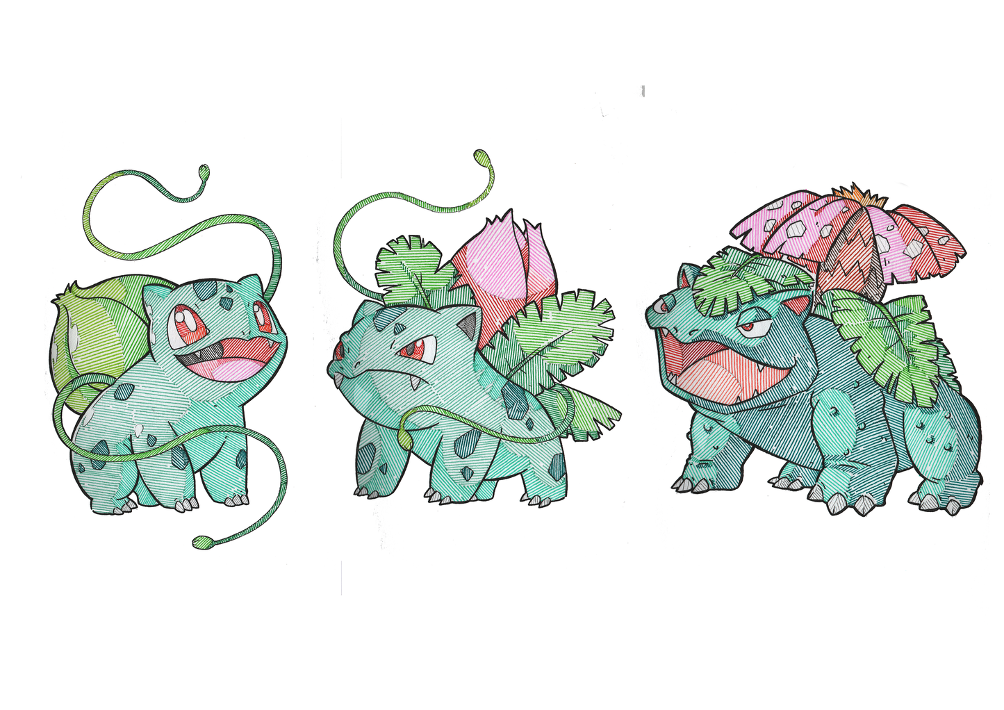 3 Prints - Evolution Line Grass Starter - Gen 1