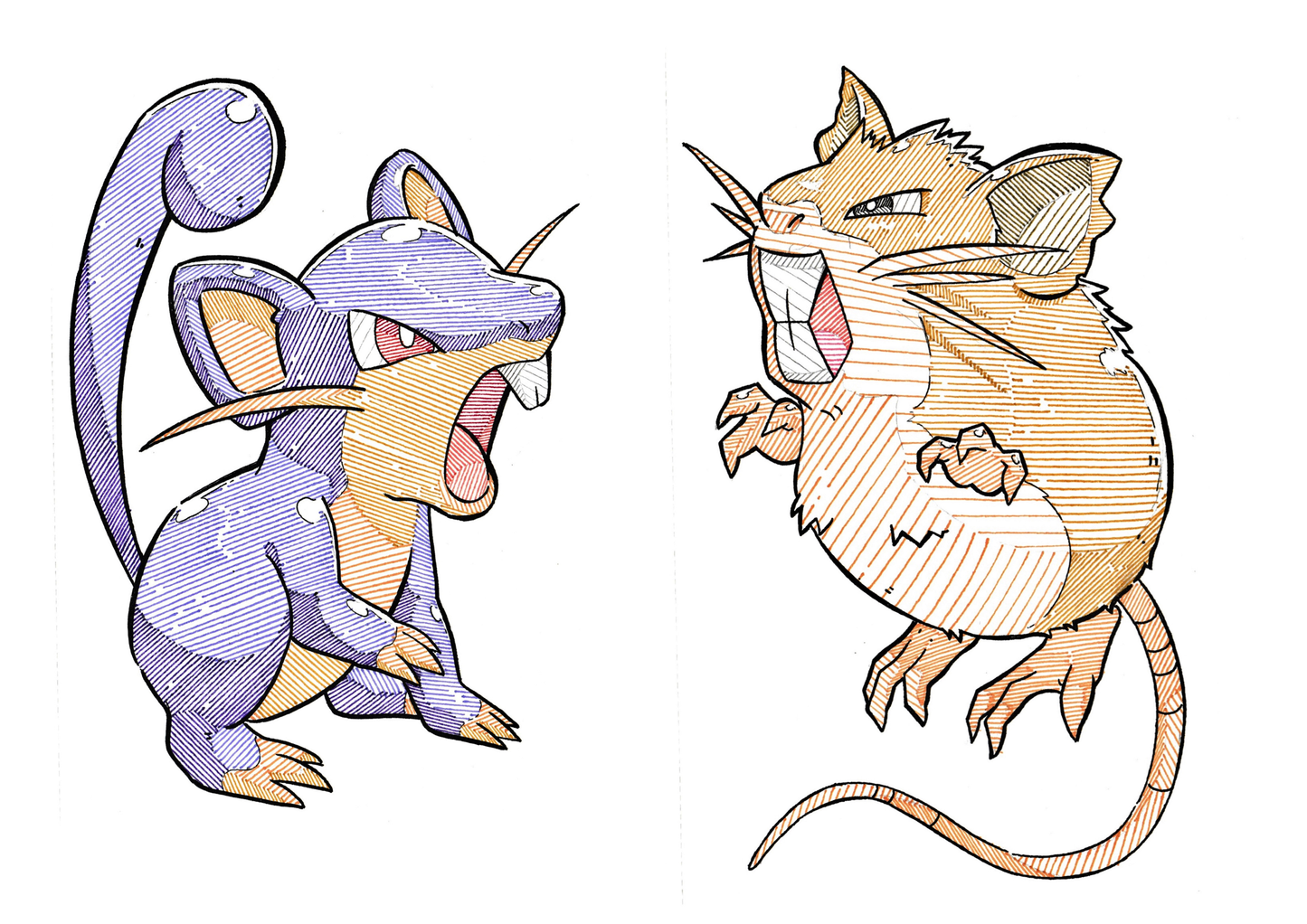 2 Prints - Rattata + Raticate