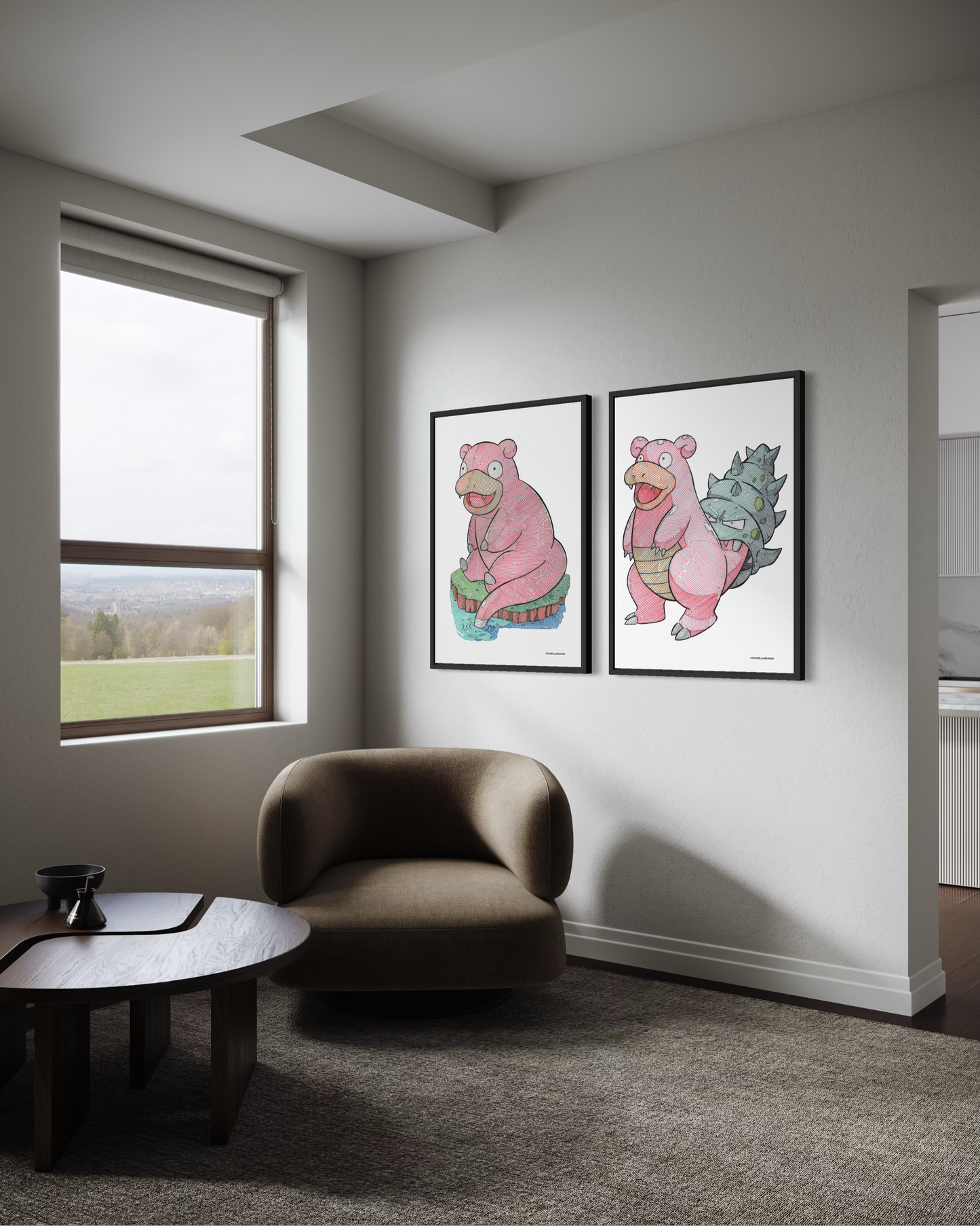 Slowpoke & Slowbro Prints - A3 Size