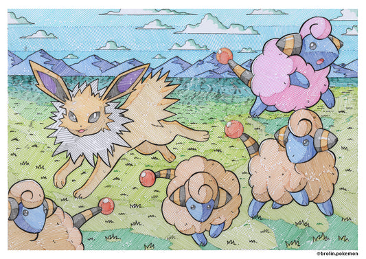 Jolteon & Mareep Print