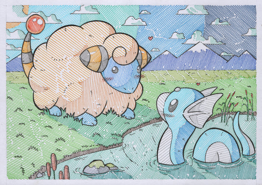 Mareep & Dratini Print