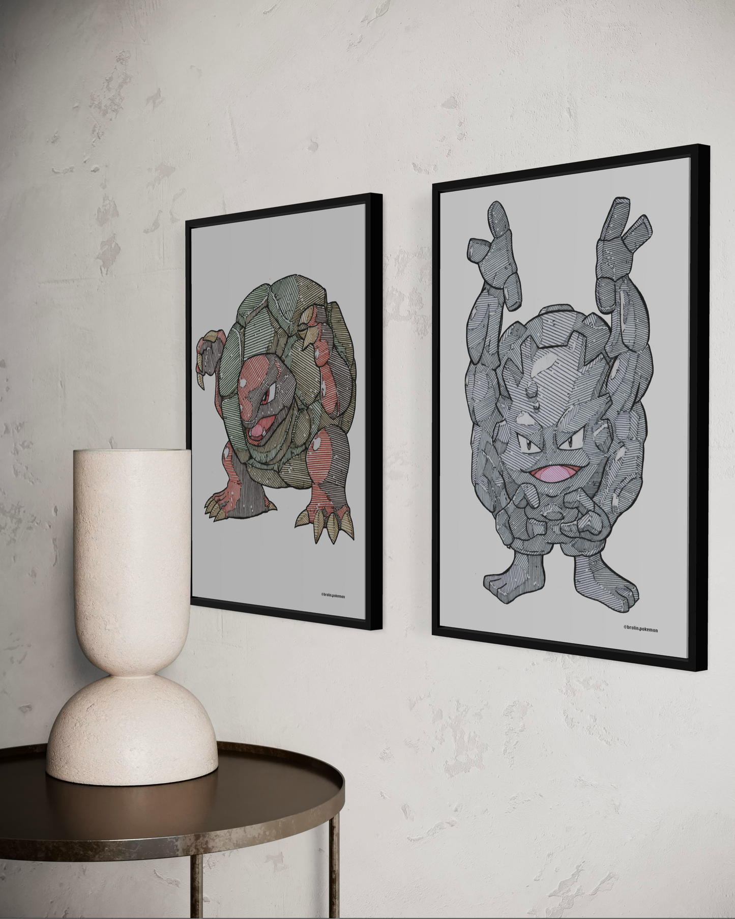 Geodude, Graveler & Golem Prints - A3 Size