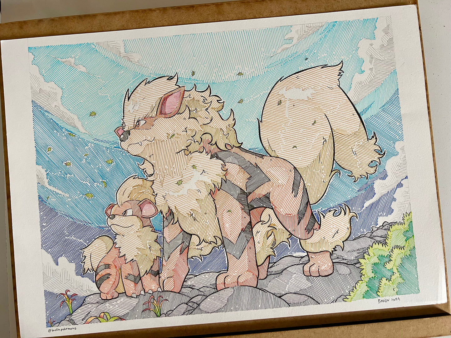 Arcanine & Growlithe Print (Large Size)