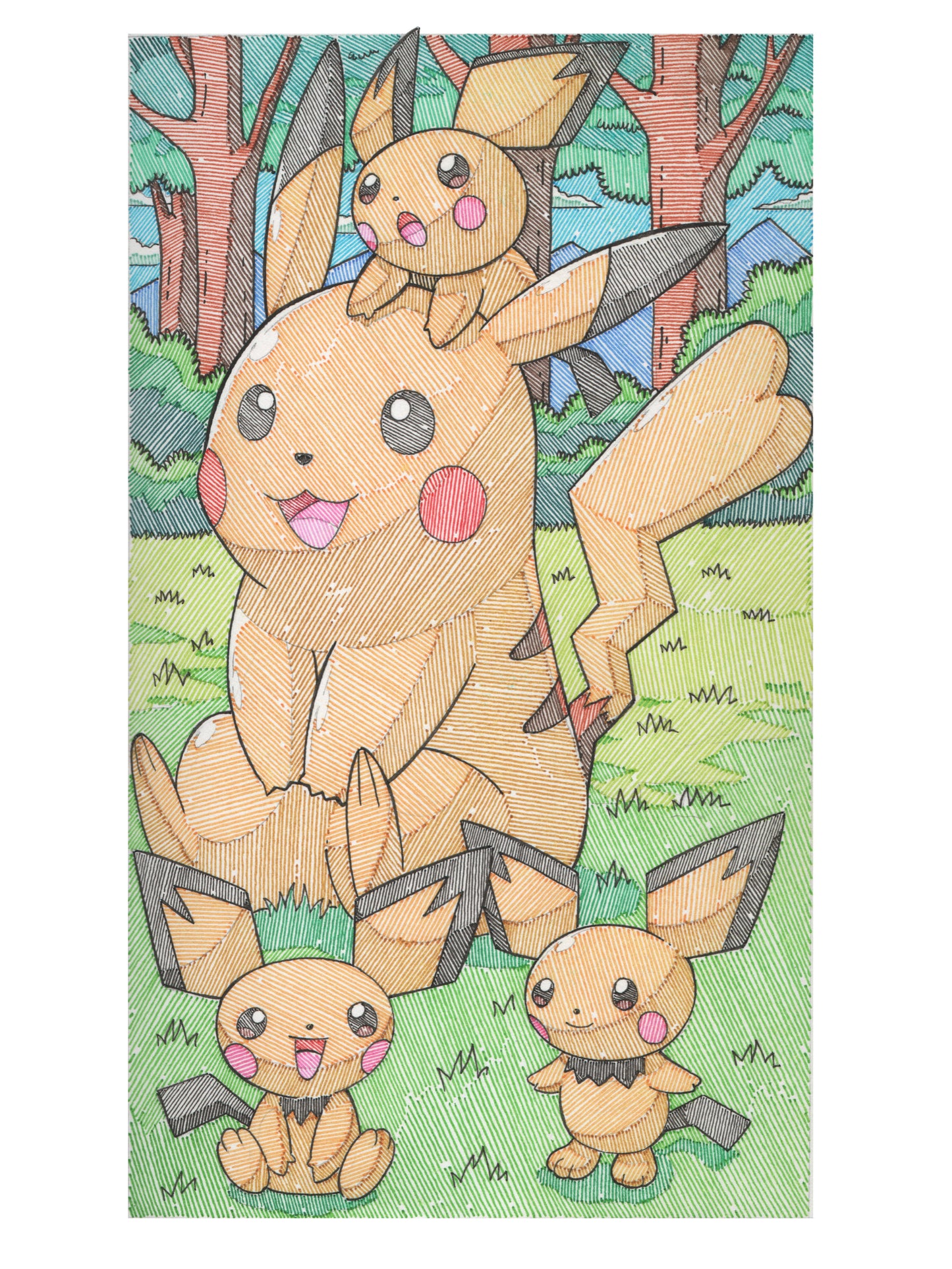 Pikachu & Raichu Print - A4 Size