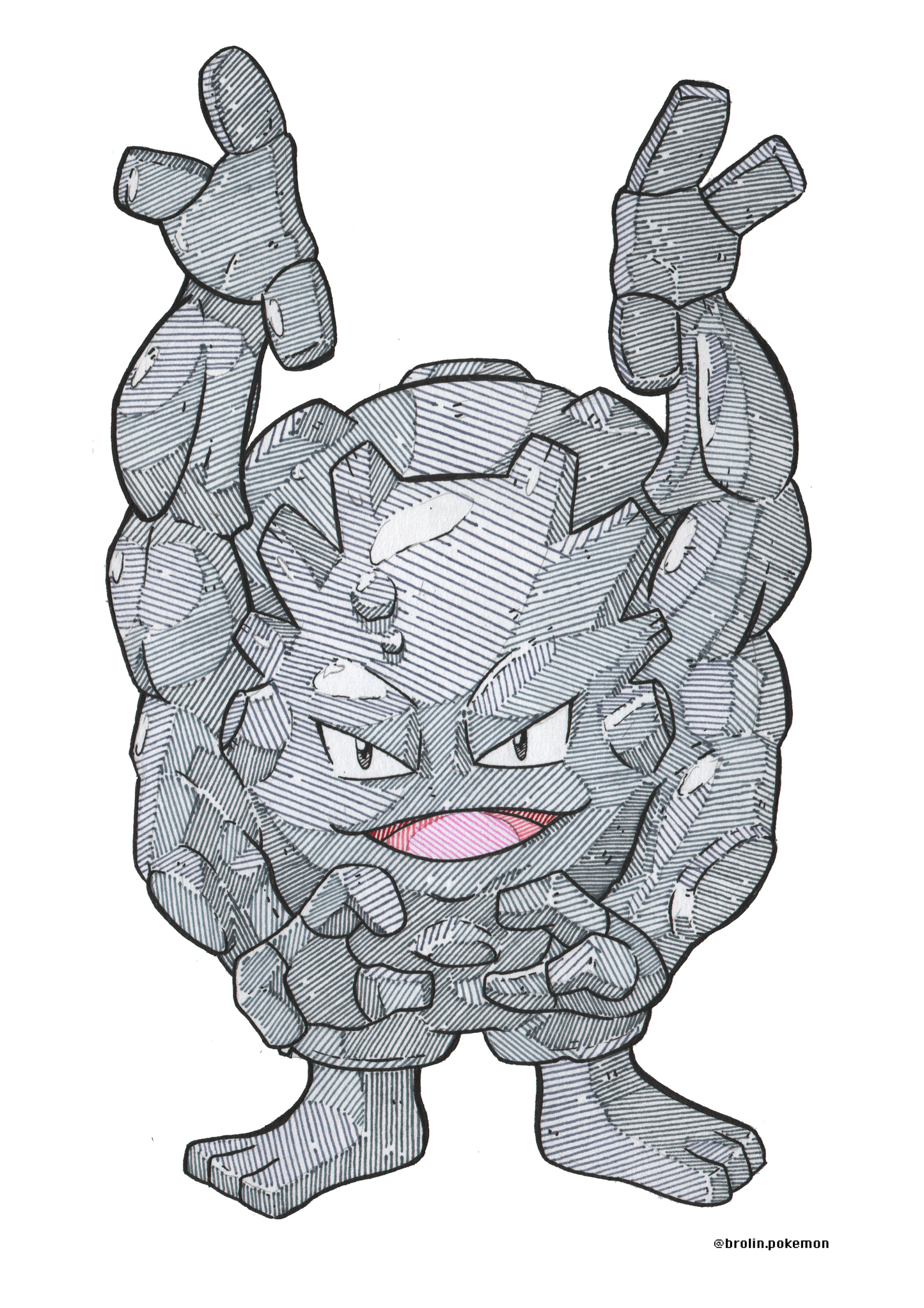 Geodude, Graveler & Golem Prints - A3 Size