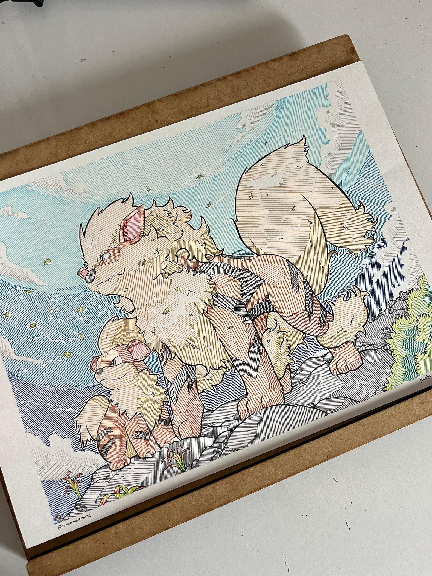 Arcanine & Growlithe Print (Large Size)