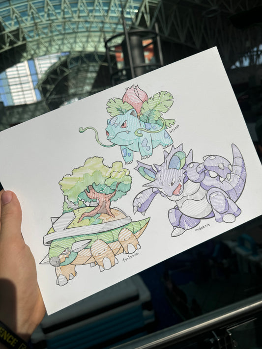 Torterra, Ivysaur and Nidoking