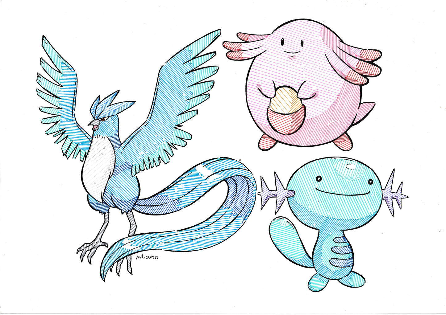 Articuno, Chansey and Wooper