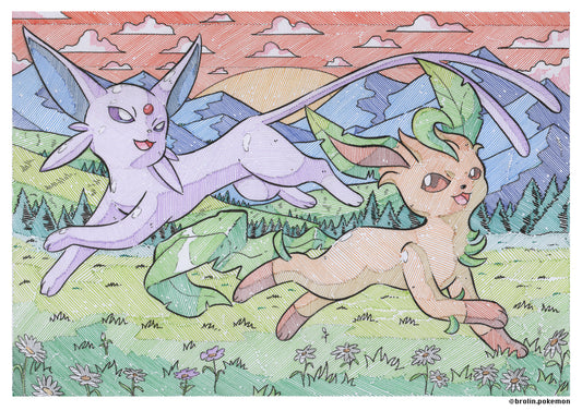 Espeon & Leafeon Print