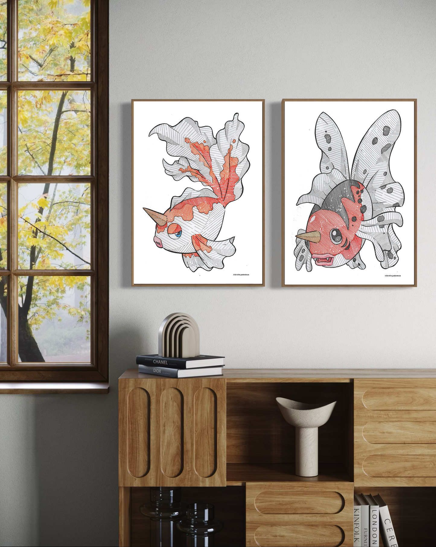 Goldeen & Seaking Prints - A4 Size