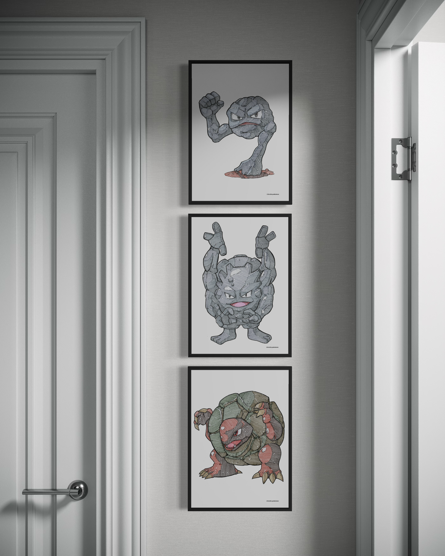 Geodude, Graveler & Golem Prints - A4 Size