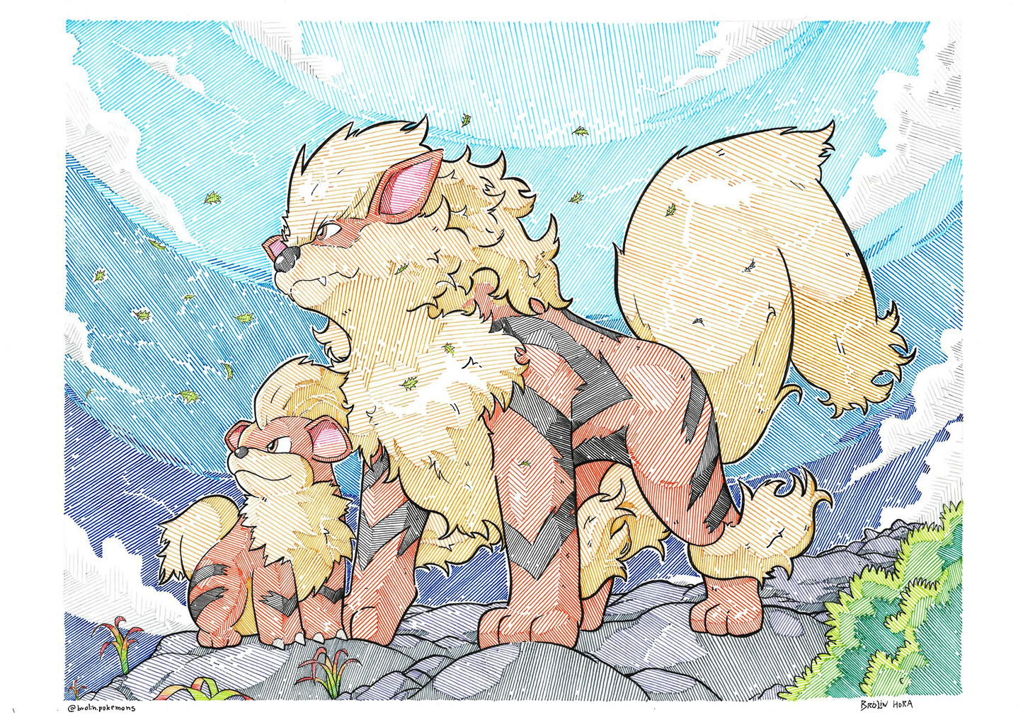 Arcanine & Growlithe Print