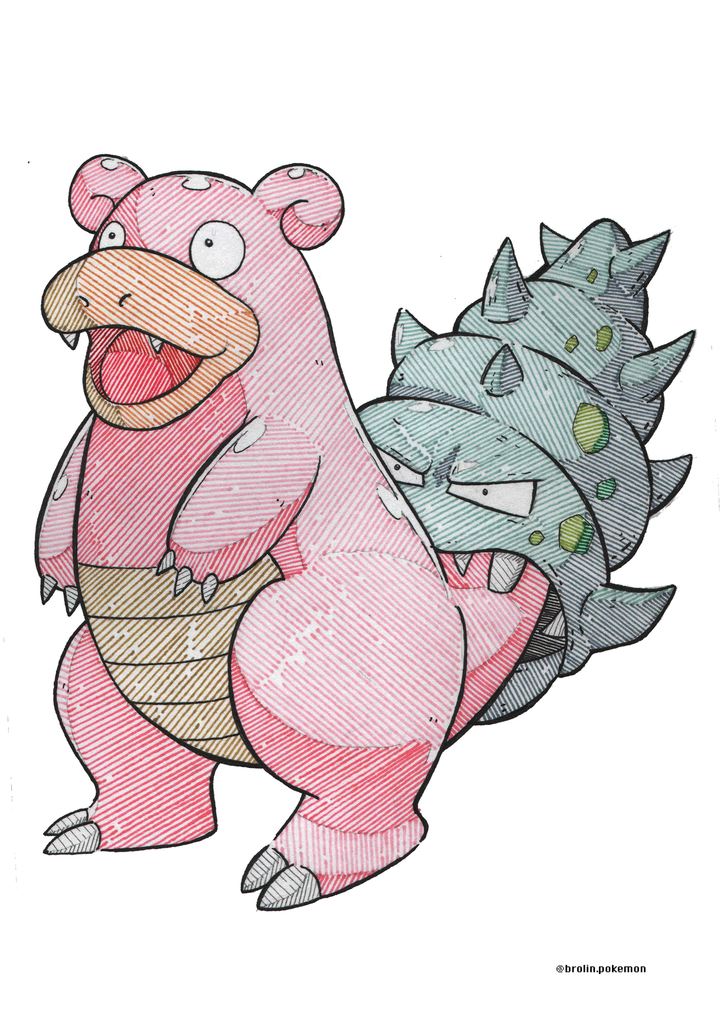 Slowpoke & Slowbro Prints - A3 Size
