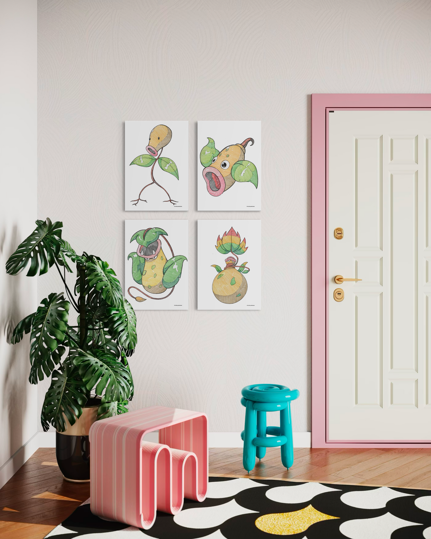 Bellsprout, Weepinbell, Victreebel & Mega Victreebel Prints - A4 Size