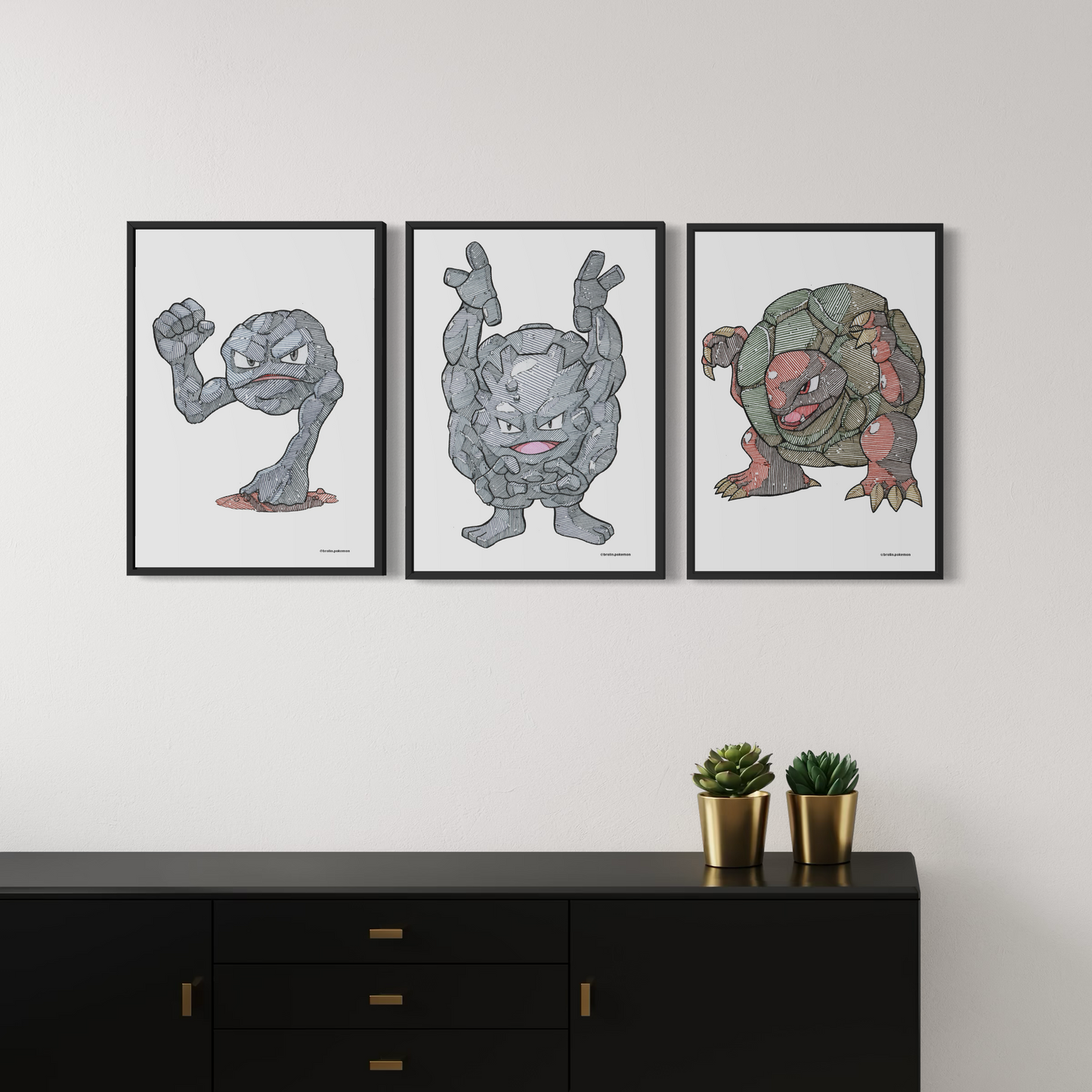 Geodude, Graveler & Golem Prints - A3 Size
