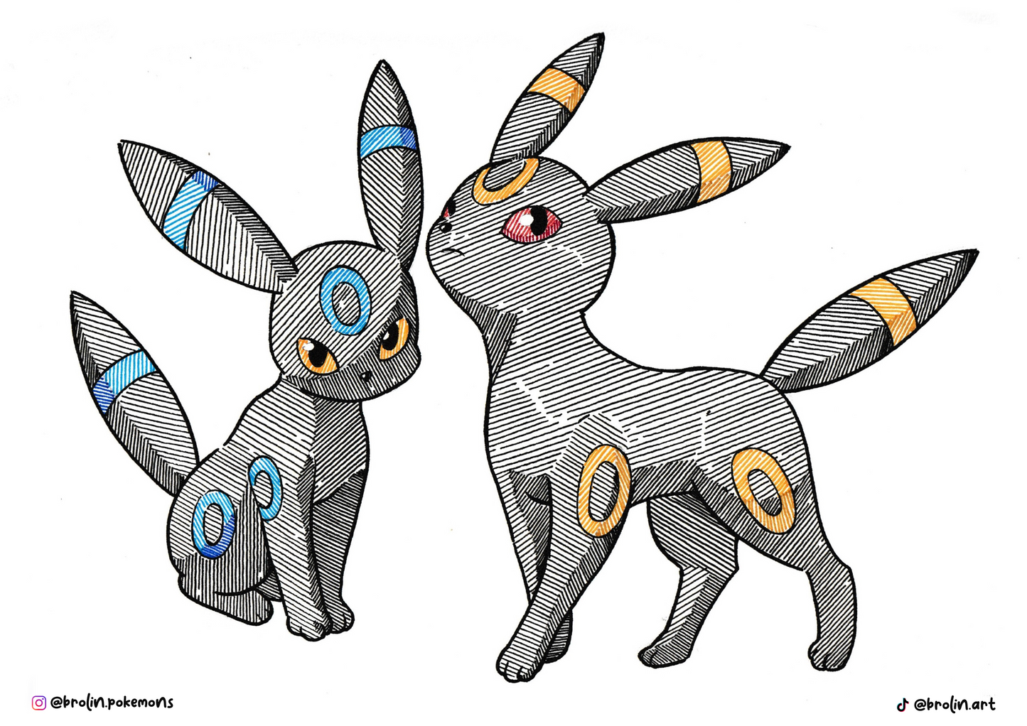 Umbreon & Shiny Umbreon Print (Small Size)