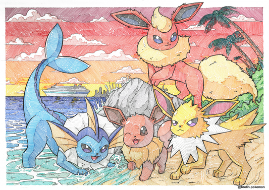 Eevee in Kanto Print - A4 Size