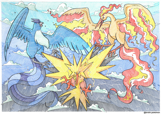 Articuno, Moltres & Zapdos - A4 Size