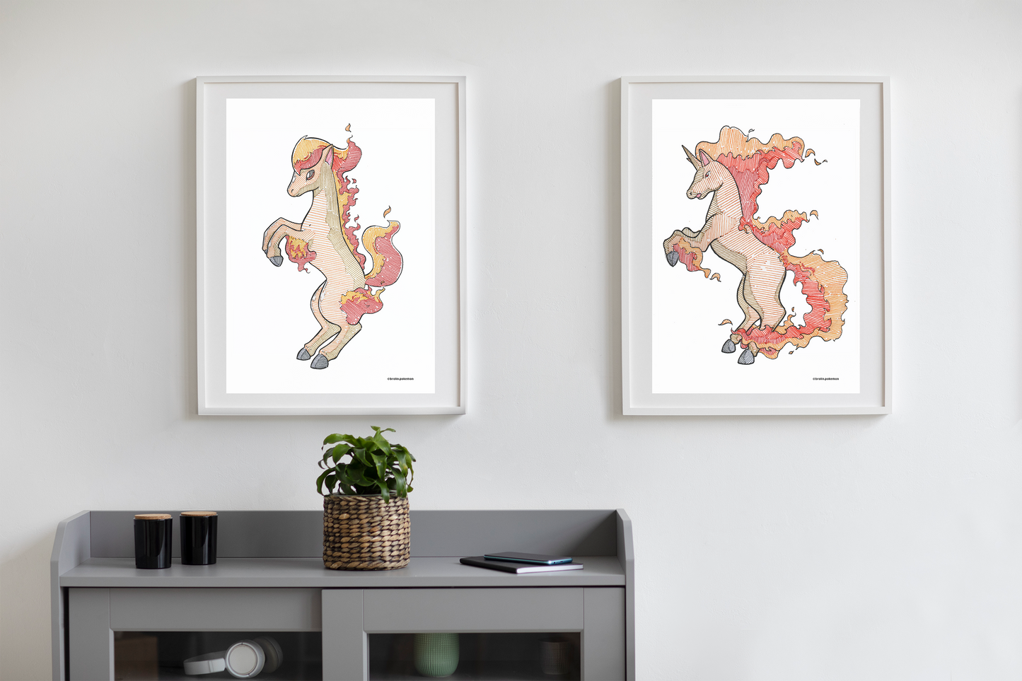 Rapidash & Ponyta Prints - A4 Size