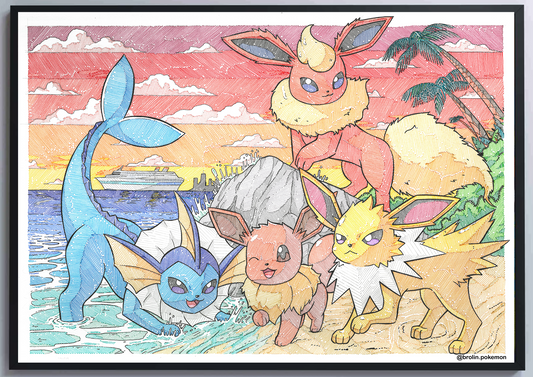 Eevee in Kanto Print - A3 Size